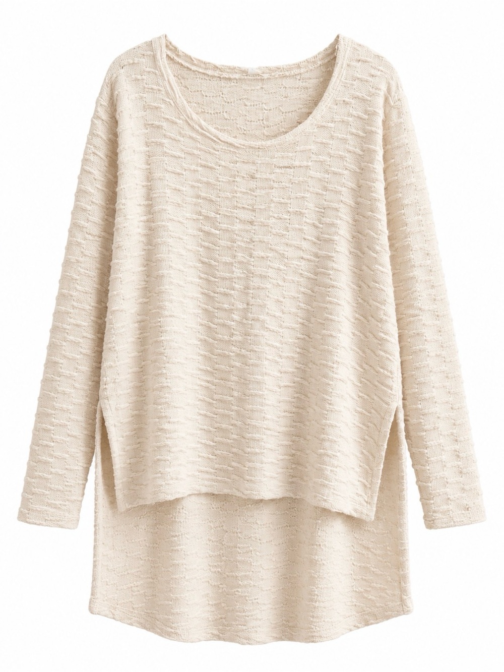 Ro&De Cozy Textured Layered Tunic Sweater Cream